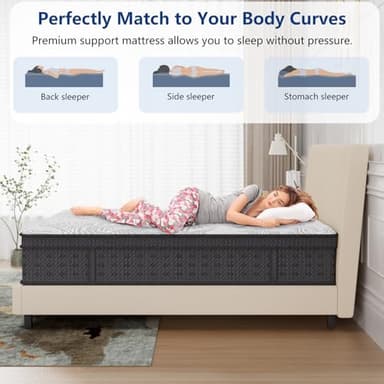 California King Mattress, 14 Inch Hybrid Cal King Size Mattress in a Box with Gel Memory Foam, Upgraded Strengthen Pocket Spring for Motion Isolation, Pressure Relief, Edge Support, 72"*84"*14" - Image 5