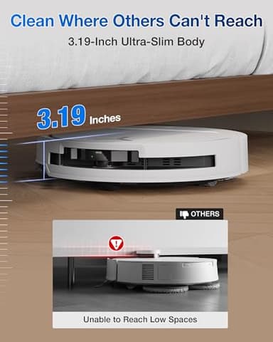 ECOVACS DEEBOT T50 PRO Omni Robot Vacuum and Mop, 3.19” Ultra-Slim, 15,000Pa Suction, ZeroTangle 2.0, TruEdge Edge Cleaning, AIVI 3D Obstacle Avoidance, Auto Mop Wash & Dry, Self-Emptying,White - Image 2