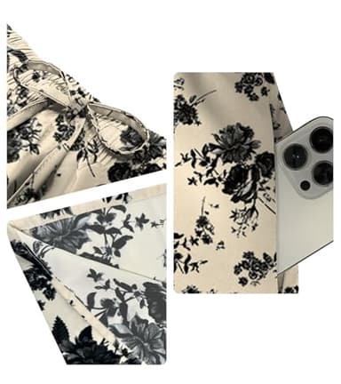 Yincro Women's Flowy Maxi Skirt Summer Pleated High Waisted Casual Long Skirts with Pockets (Black Flower Light Beige, XL) - Image 4