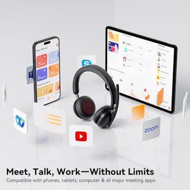 Dytole Wireless Headset with Mic for Work-Bluetooth 5.3 Headset with Noise Cancelling, Wireless Headsets with 65Hrs Battery & 10Min Fast Charge, Smart Dock with Digital Display for PC/Computer/Teams - Image 6
