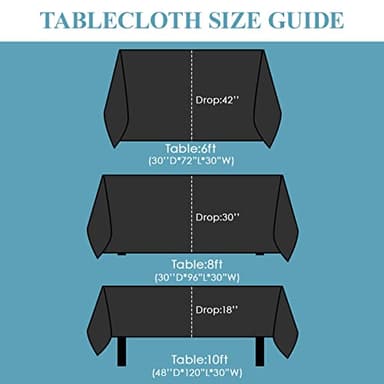 VidaFete 90 * 156inch 2pack Rectangle Table Cloth Polyester, Stain Wrinkle Resistant Dining Table Cover for Kitchen Dinning Party Wedding Rectangular Tabletop Buffet Decoration(Black) - Image 2