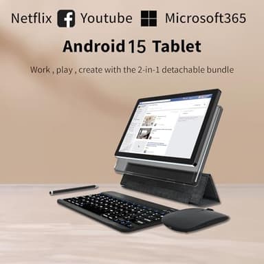 Android 15 Tablet, 12GB+128GB +1TB Expand, Face Unlock, 8000mAh Big Battery+18W Fast Charging, Dual Stereo Speakers, Octa-core CPU, WiFi6, BT5.0,Touchscreen Display, 11inch 2in1 Tablet PC Tableta - Image 4