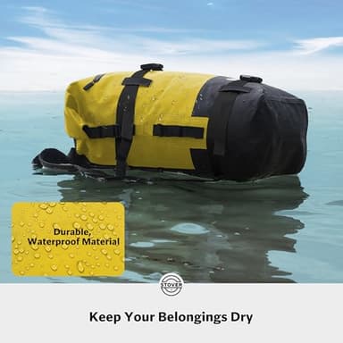 STOVER 5/10/25/30/40/55L Waterproof Dry Backpack & Phone Case- Large Floating Dry Bag for Kayaking, Travel, Hiking, Fishing, Camping, Motorcycles & Beach, Heavy-Duty Roll Top Men/Women (Yellow) - Image 2