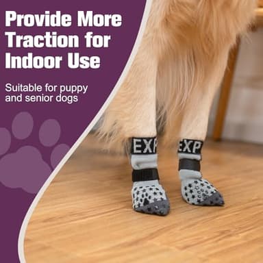 EXPAWLORER Anti Slip Dog Socks to Prevent Licking Paws - Dog Shoes for Hot Pavement, Dog Booties for Hardwood Floors, Dog Boots & Paw Protectors with Grippers for Small Medium Large Senior Dogs - Image 6