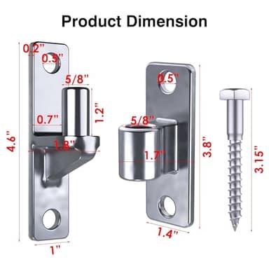 Magamuz 4Pack Heavy Duty Gate Hinges, 304 Stainless Steel Wall Mount, Farm Gate Hinges up to 600lbs, One Piece Design, Gate Hinge Hardware(Screws Included) - Image 3