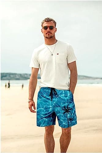 Lzzidou Men's Swim Trunks Quick Dry Hawaiian Board Shorts Lined Beach Shorts with Pockets - Image 4