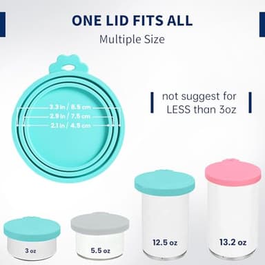 WePet Pet Food Can Covers, Silicone Lids, BPA Free, Dishwasher Safe, Fit Most Standard Size Canned Cat and Dog Food, 3oz/5.5oz/12.5oz/13.2oz, Cool Grey/Rose Pink/Turquoise - Image 3