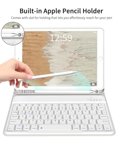 kenke Case with Keyboard for iPad 9th/8th/7th Generation 10.2 inch 2021/2020/2019 Detachable Wireless Bluetooth Keyboard Cover Thin & Light with Left Side Pencil Holder Auto Wake/Sleep（Gray） - Image 6