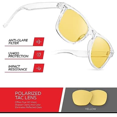 Retro Rewind Polarized Night Driving Glasses for Men and Women - Anti-Glare Night Vision Classic 80s Mens Womens Glasses - Image 3