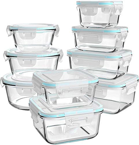 AILTEC Glass Food Storage Containers with Lids, [18 Piece] Glass Meal Prep Containers, Containers for Food Storage with Lids, BPA Free & Leak Proof (9 Lid & 9 Container) - Image 1