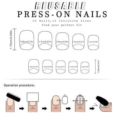 Short Square Press on Nails French Fake Nails Ombre Acrylic Nails Press on Full Cover Glossy Glue on Nails Artificial Stick on Nail for Women Manicure Decoration 24PCS - Image 7