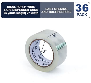 PANDRI Packing Tape, 36 Rolls Heavy Duty Clear Packaging Tape for Shipping Packaging Moving Sealing, 2 inches Wide, 65 Yards Per Roll, Total 2340 Yards - Image 2