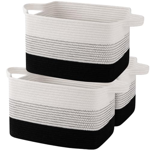 OIAHOMY Storage Basket, Woven Baskets for Storage, Cotton Rope Basket for toys,Towel Baskets for Bathroom - Pack of 3, Gradient Dark - Image 1