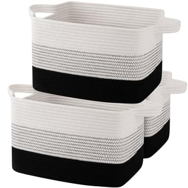 OIAHOMY Storage Basket, Woven Baskets for Storage, Cotton Rope Basket for toys,Towel Baskets for Bathroom - Pack of 3, Gradient Dark - Image 1