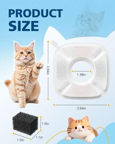 50 Pcs Cat Water Fountain Filters For Veken 95oz/2.8L, 67oz, 85oz, 135oz Dog Water Fountain Automatic Pet Fountain Dog Water Dispenser 25Pcs Pet Fountain Filter Replacement & 25Pcs Pre-Filter Sponges - Image 6