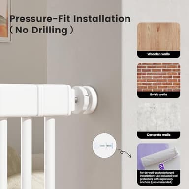 Gardner Pet 51"-87" Extra Tall Cat Gate for Doorway, 27.56"-37" Wide Included 4 Extension Kits, No Drilling Pressure Mount Kit Full Door Gate for Dogs (White, 51"-87" High) - Image 6