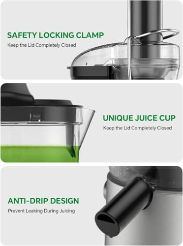 Juicer, 1200W Juicer Machine with 3" Feed Chute for Whole Fruits and Vegs, Dual Speeds Centrifugal Juice Extractor Maker with Heavy Duty Full Copper Motor, High Juice Yield, Easy to Clean, BPA-Free - Image 7