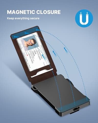 typecase Tactical Wallet for Men Card Holder: Pop Up Card Case, Genuine Leather, Smart, RFID Blocking, Slim, Minimalist, Thin, Front Pocket - 9-13 Card Capacitiy, ID Window, Money Clip (Brown) - Image 8