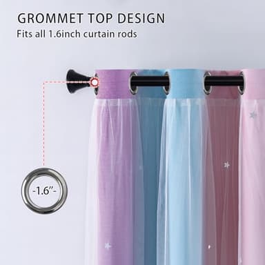 XiDi Pink and Purple Curtains 84 Inches Long for Girls Bedroom 2 Panels Blackout Rainbow Nursery Curtains for Kids Room Unicorn Princess Theme Home Decor Living Room Pink/Purple W52 X L84 - Image 4