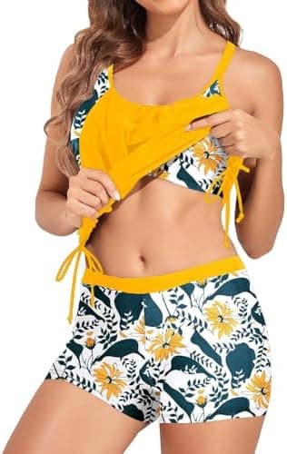 Holipick Blouson Tankini Swimsuits for Women - Two Piece Tummy Control Bathing Suit with Shorts Modest Swimwear - Image 4
