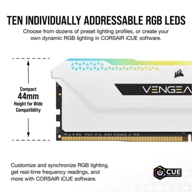 CORSAIR VENGEANCE RGB PRO SL DDR4 RAM 32GB (2x16GB) 3600MHz CL18-22-22-42 1.35V Intel AMD Desktop Computer Memory - White (CMH32GX4M2D3600C18W) - Image 4