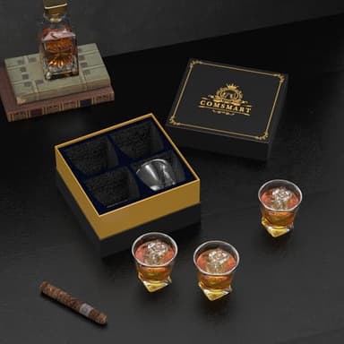 Comsmart Whiskey Glass with Luxury Box, 10 oz Crystal Old Fashioned Lowball Rocks Glasses, Gift for Men Drinking Scotch Bourbon Cocktail Liquor Vodka Malt Cognac (4) - Image 3