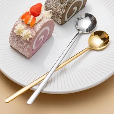 6 Pcs 6.7 Inches Gold Coffee & Tea Spoons - Stainless Steel Iced Tea & Espresso Spoons for Coffee Bar Accessories - Image 4