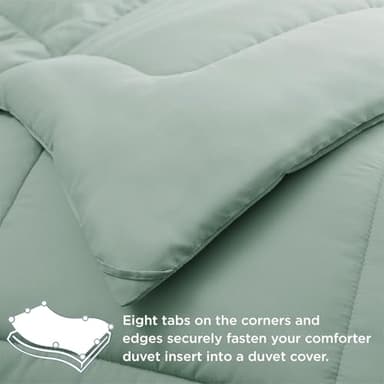 Bedsure Comforter Duvet Insert - Quilted Comforters Oversized King Size, All Season Duvet, GentleSoft Down Alternative Bedding, with 8 Tabs, Gifts for Women, Sage Green, Oversized King 116x98 Inches - Image 9