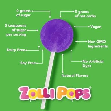 Zollipops Clean Teeth Pops Sugar Free Candy with Xylitol, Dye-Free Lollipops - Keto & Diabetic-Friendly, Dentist-Approved Treats for Kids (Green Apple, 3.1 oz, Pack of 2) - Image 4