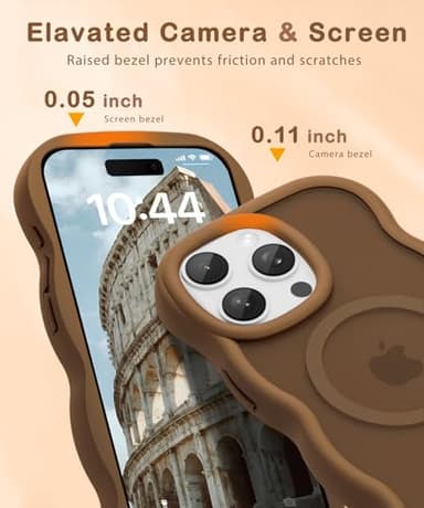 Amzfield Magnetic for iPhone 15 Pro Max Case, Compatible with Magsafe Wavy Frame Cute Translucent Matte Hard Back Silicone Bumper Shockproof Phone Case for iPhone 15 Pro Max Women Girls, Brown - Image 4
