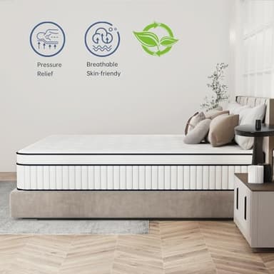 California King Mattress 12 Inch, Cal King Mattress in a Box, (Upgrade Strengthen) Hybrid Matterss with Pocket Spring and Soft Foam, Ultimate Motion Isolation, Strong Support, Medium Firm - Image 5