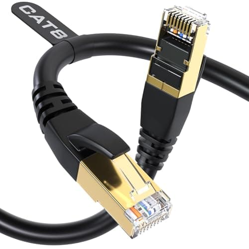 DbillionDa Cat8 Ethernet Cable, Outdoor&Indoor, 50FT High Speed 26AWG Cat8 LAN Network Cable 40Gbps, 2000Mhz with Gold Plated RJ45 Connector, Heavy Duty Weatherproof S/FTP UV Resistant for Modem - Image 1