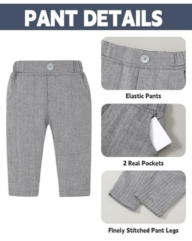 Coco&RARA Baby Boy Clothes Suits Infant Tuxedo Gentleman Outfits, Formal Dress Shirt+Vest+Corsage+tie+Pants Baby Suit Sets(Grey, 3-6M) - Image 6
