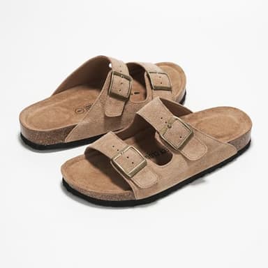 Project Cloud Genuine Leather Flat Sandals Women 2025 Beach Essentials Womens Sandals Memory Foam Vacation Essentials Slides for Women Footwear (Venita, Chestnut, 7) - Image 6