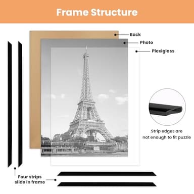 upsimples 12x16 Picture Frame Black 3 Pack, Scratch-Proof Poster Frames 12 x 16 for Photo Gallery - Slide-In Strips, Horizontal or Vertical Wall Mounting - Image 4