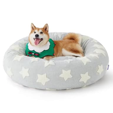 LE SURE Donut Large Dog Bed - Round Cat Beds for Indoor Cats Anti-Anxiety Calming Pet Beds, Washable Cute Modern Beds with Jacquard Shaggy Plush & Anti Slip Bottom, 36 Inch, Galaxy Grey - Image 6