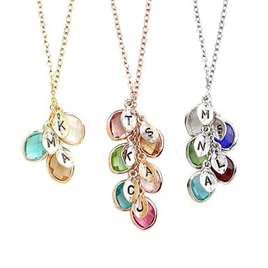 MignonandMignon Birthstone Necklace for Grandma, Initial Necklaces for Women Personalized Jewelry for Women Birthstone Necklace, Grandkids Name Gifts for Mom Necklace Family, Unique – BSON-L-D - Image 1