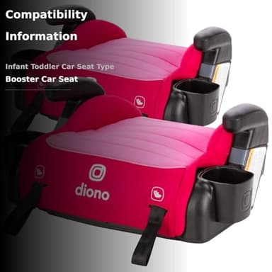 Diono Connect3 RXT Backless Booster, Pack of 2, Slim Fit 3-Across in Many Mid-Sized Sedans and SUVs, for Children from 40-120 lbs., Lightweight with Latch connectors, Pink Cotton Candy - Image 3