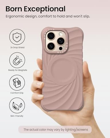 ORNARTO Vortuxe for iPhone 16 Pro Case 6.3" | 2X MIL-STD Drop Protection | Compatible with MagSafe | Sleek Aesthetic Liquid Silicone Phone Cover - Latte - Image 5