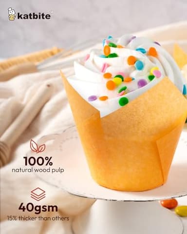 Katbite Tulip Cupcake Liners 200PCS, Muffin Liners Baking Cups, Cupcake Wrapper for Party, Wedding, Birthday - Image 4