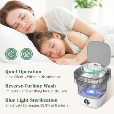 Coziva 15L Large-Capacity Portable Washing Machine, One-Touch Operated Portable Washer for Baby Clothes and Small Items, Quiet and Noise-Free Design Mini Washing Machine for Apartments - Image 5