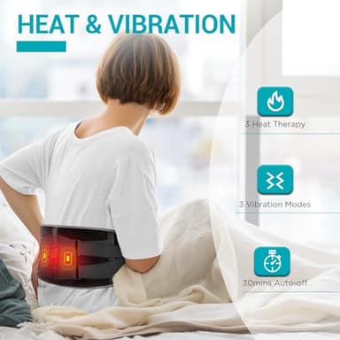 Comfytemp Cordless Heating Pad with Massager for Back Pain Relief, Portable Lower Back Massager FSA Eligible HSA Rechargeable, Birthday Gifts for Women Men Mom Dad Seniors Christmas 3 Heat 30 Auto-Off - Image 3