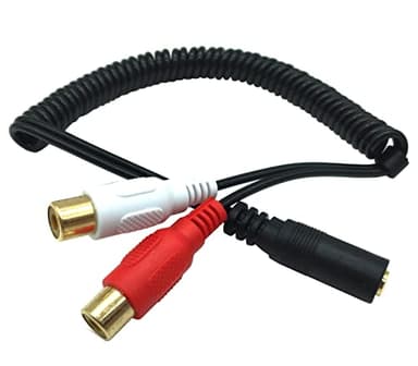 Qaoquda 3.5mm to 2RCA Audio Y Cable, 2.6FT Coiled AUX Stereo Splitter Spiral Spring Adapter Cable for DVD, TV/HDTV, VCR, CD Players - Image 1