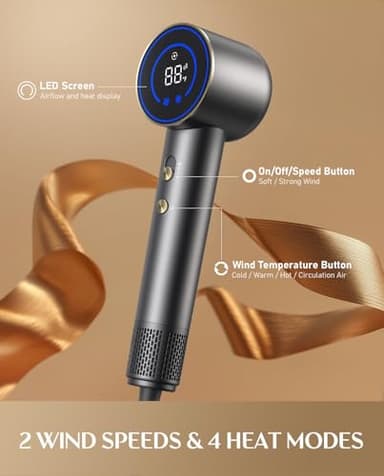 Fanttik Solo SonicDry H10 APEX 80% Faster Drying with 110,000 RPM Brushless Motor Hair Dryer, 56dB Low-Noise, 0.74lb Ultra-Light Blow Dryer, Ionic Tech for Travel, Home, Salon - Grey - Image 4