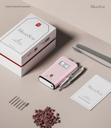 MelodySusie Professional Nail Drill, 30000 RPM Rechargeable Electric E File, SC320H Acrylic Gel Grinder Tools,Portable Nail Drill with 6 Bits Efile for Gel Nails Removing Manicure Pedicure Salon - Image 6