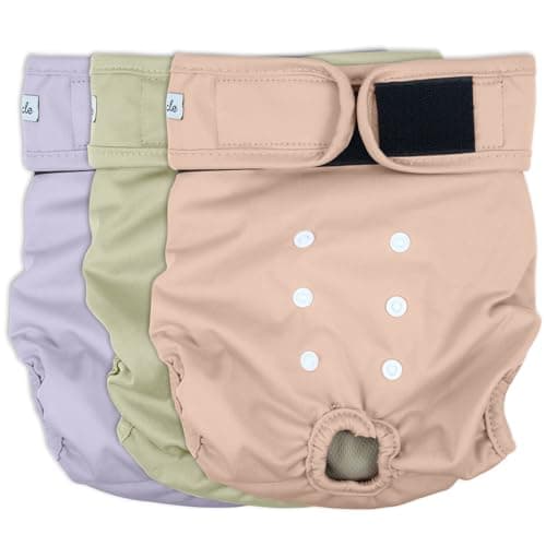 Grecle Washable Female Dog Diapers - Premium Reusable Diapers for Doggie in Heat - Highly Absorbent Dog Diapers Female for Pet Incontinence with Adjustable Snaps Pink, L - Image 1