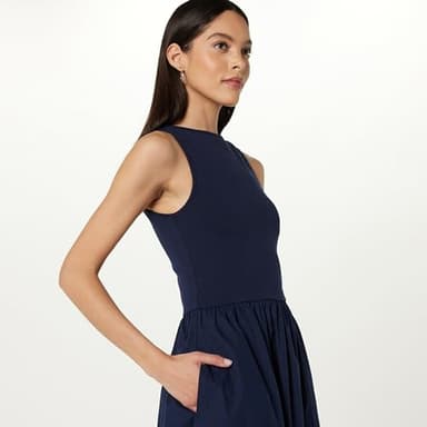 The Drop Women's Dia Mixed Fabric Midi Tank Dress Maritime Navy, S - Image 3