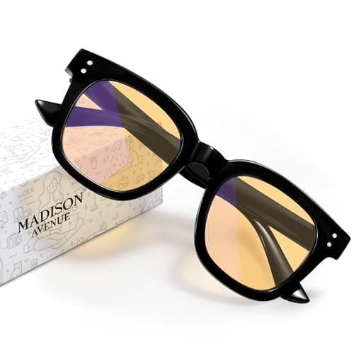 Madison Avenue Blue Light Blocking Computer Glasses Oversized Blue Light Glasses for Women Men Anti Eyestrain & UV Protection Gaming Eyeglasses(Black) - Image 1