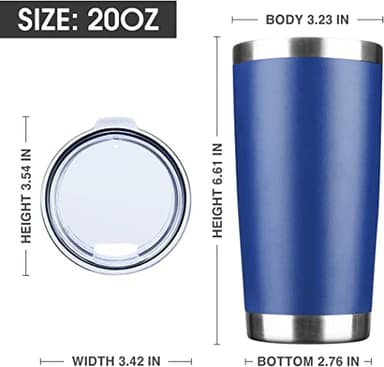 EcoMozz 20oz Tumbler Stainless Steel Vacuum Insulated Mug with Lid, Double Wall Travel Mug, Durable Powder Coated Coffee Cup, Suitable for Ice Drinks and Hot Beverage (New Mix 12 pack) - Image 2