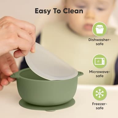 KeaBabies 2-Pack Baby Bowls with Suctions, Lids - Silicone Toddler Suction Bowls for Baby Boy, Girl, Kids, Food Grade Silicone, BPA-Free, Dishwasher Safe, Toddler Eating Essentials (Slate) - Image 5
